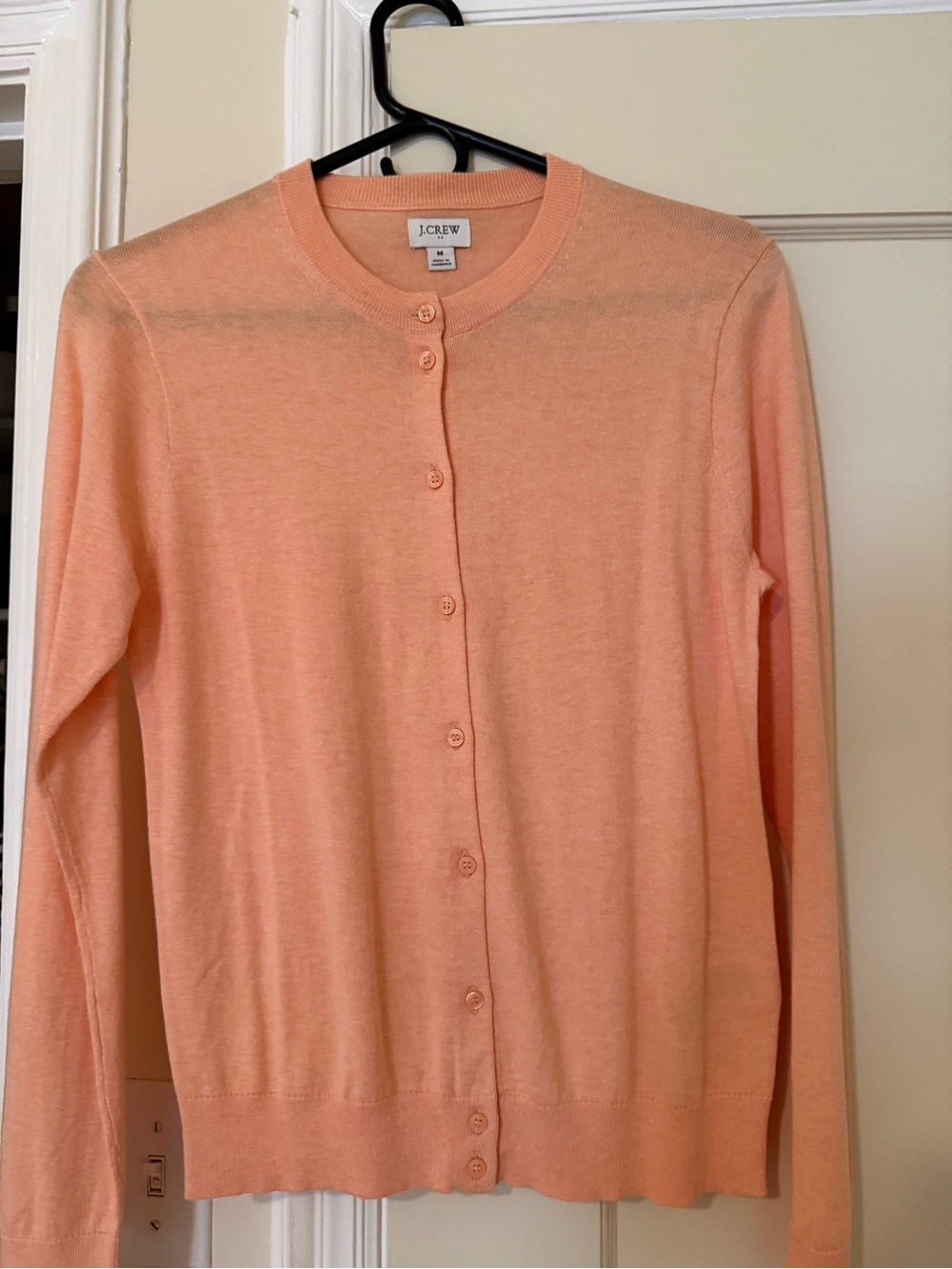 J. Crew Peach Crewneck Button Cardigan